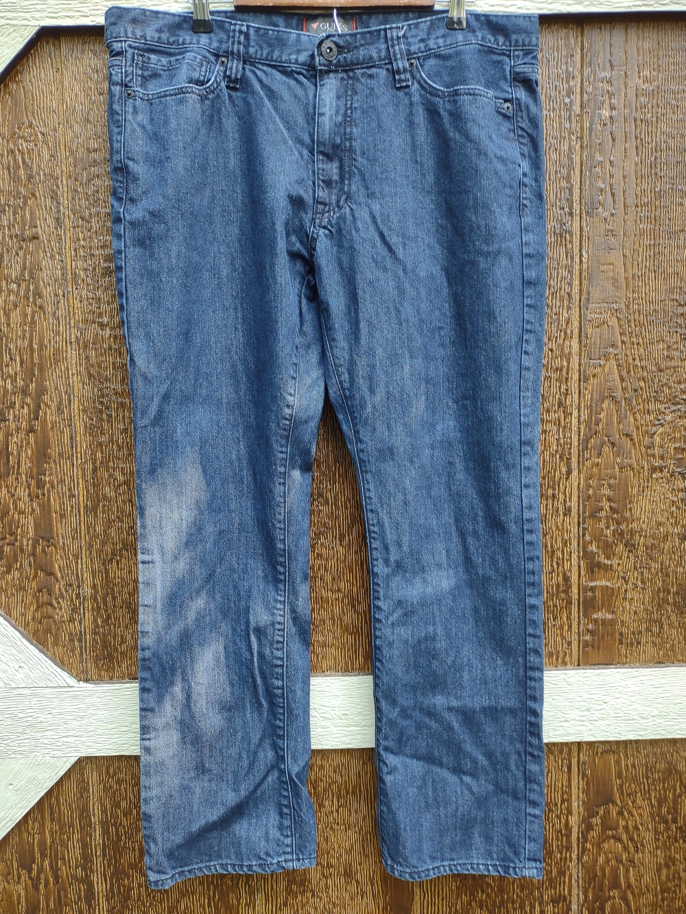 GUESS Men's 38/30 Dark Blue Regular Slim McCrae Fit Jeans